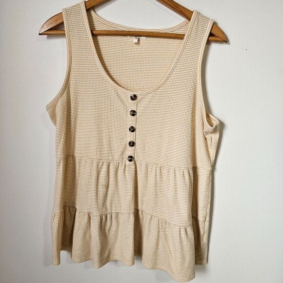 EUC MAURICES TEXTURED STRIPED SCOOP NECK TIERED TANK TOP SIZE L - Picture 2 of 13